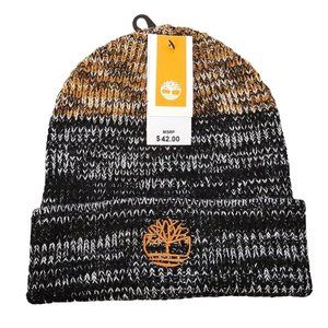 Timberland Ribbed Knit Cuff Beanie Wheat Brown Black Ski Hat